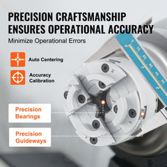 VEVOR KP2-3/4 Lathe Chuck, 4-Jaw 2.75" Diameter, Metal Lathe Chuck Turning Machine Accessories, Self-centering Tool