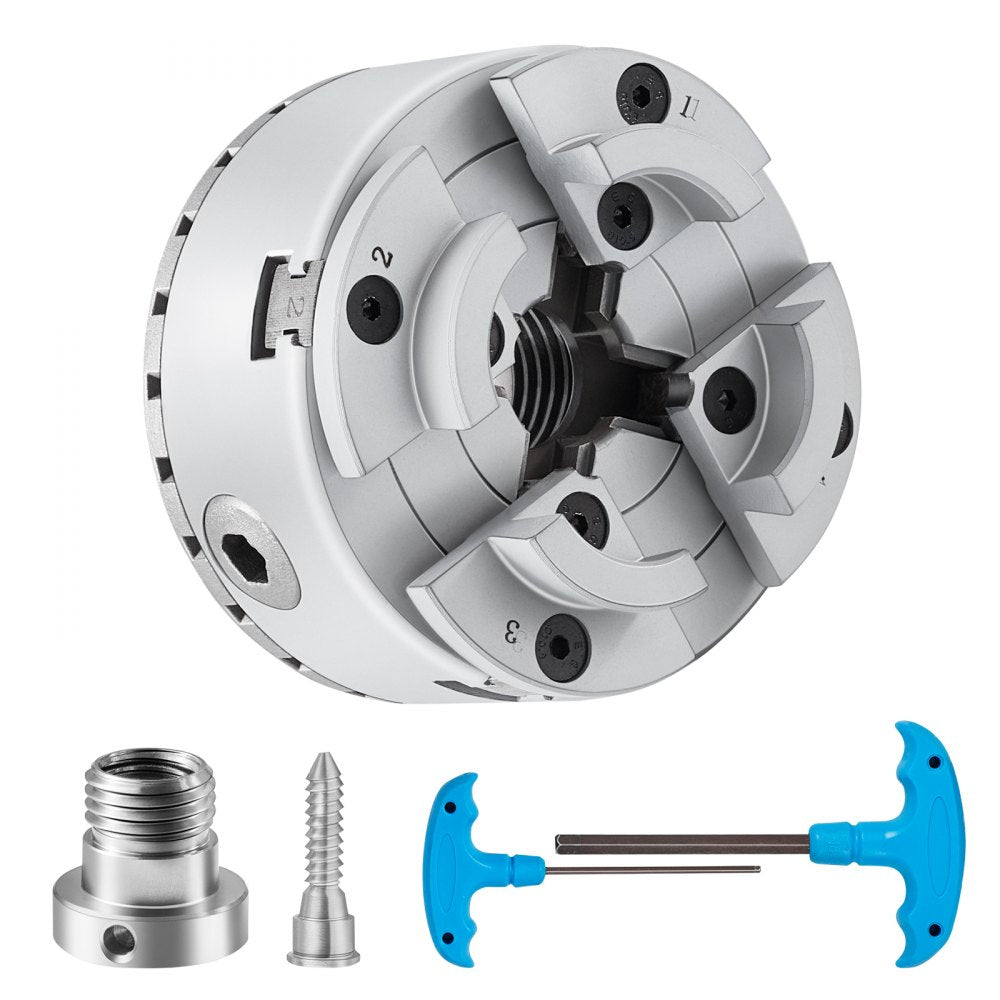 VEVOR KP96 Lathe Chuck, 4-Jaw 3.75" Diameter, Metal Lathe Chuck Turning Machine Accessories, Self-centering Tool, for