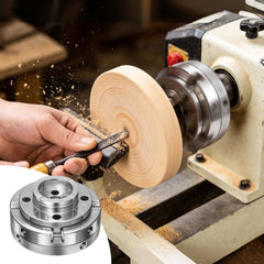 VEVOR 4 Inch Wood Lathe Chuck, 4-Jaw, Self-Centering Wood Turning Chuck Set with 1" x 8TPI Thread & Adapter
