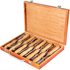 VEVOR 12-Piece Wood Lathe Chisel Set, 3.75" Blade, Woodworking & Carving Tools with Wooden Case for Furniture & Root