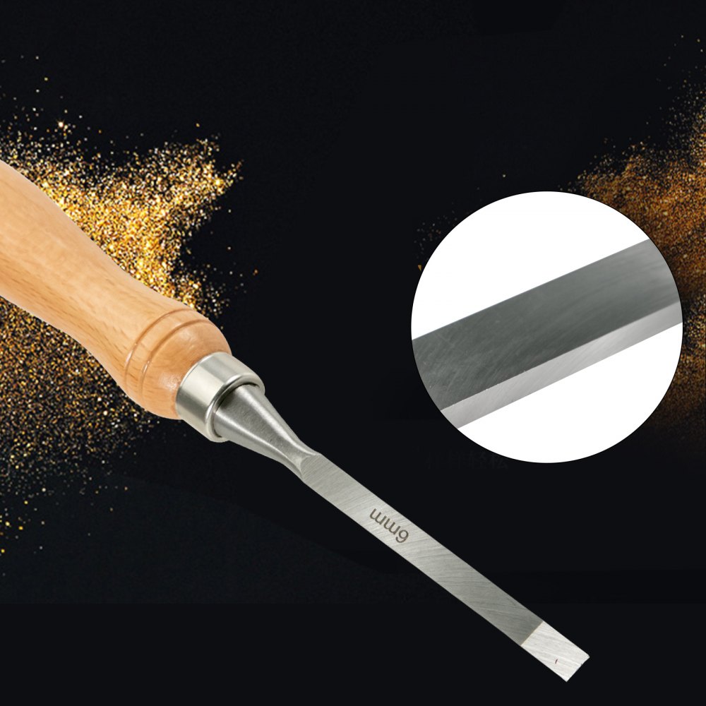 VEVOR 12-Piece Wood Lathe Chisel Set, 3.75" Blade, Woodworking & Carving Tools with Wooden Case for Furniture & Root
