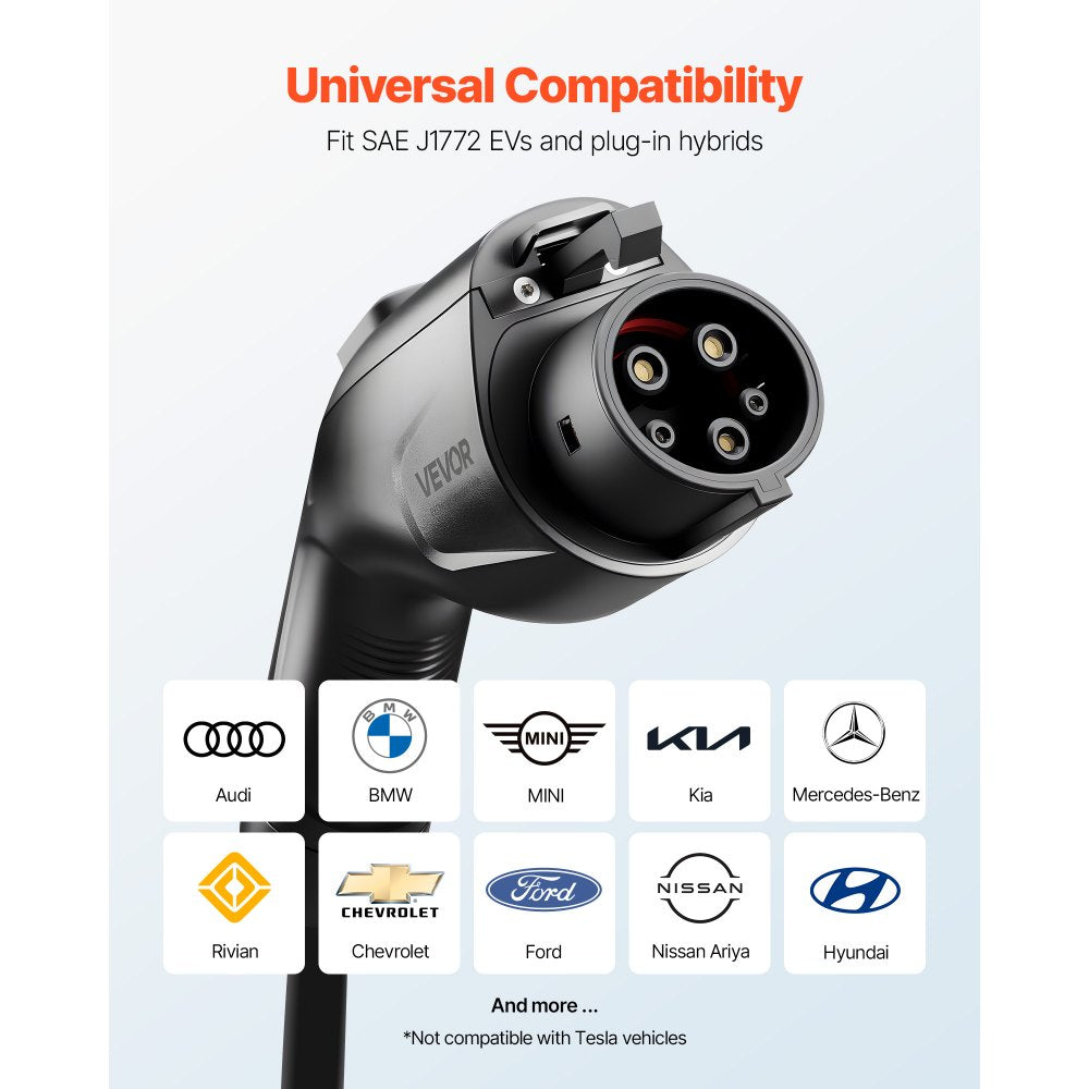 VEVOR EV Charger Extension Cable, 32Amp 21 ft J1772 Extension Cord Compatible with 120V-240V SAE J1772 Electric Vehicle