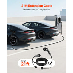VEVOR EV Charger Extension Cable, 32Amp 21 ft J1772 Extension Cord Compatible with 120V-240V SAE J1772 Electric Vehicle