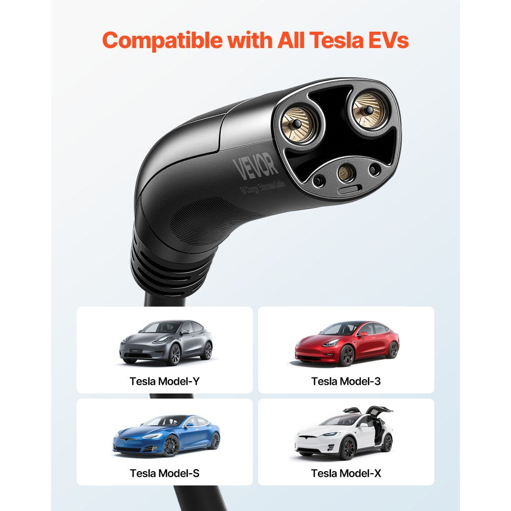 VEVOR EV Charger Extension Cable for Tesla, 48Amp 21 ft Max 240V 11.52 kW with NACS Plug, EV Extension Cord for Level