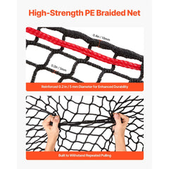 VEVOR Round Bale Hay Net, 4.92 x 4.92 x 4.92 ft, 1.5 inch Holes, PE Material, Knotless Design, with Zip Ties, Needle