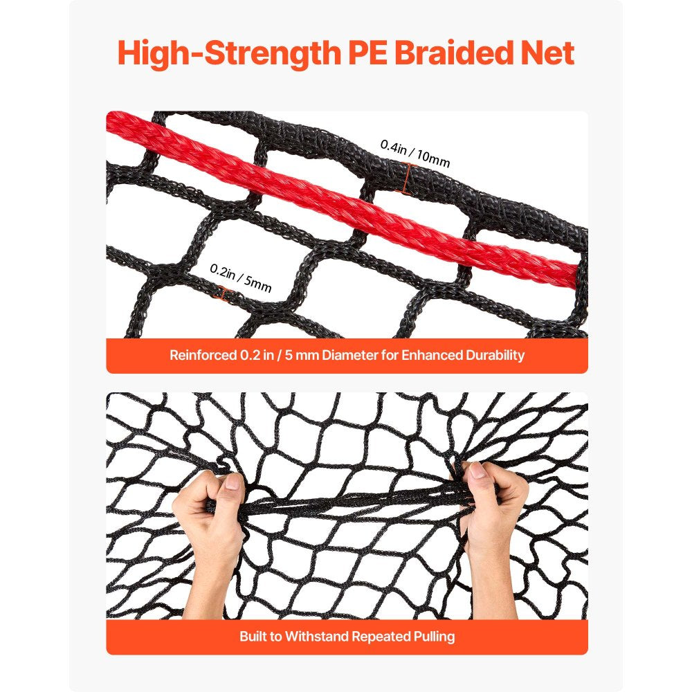 VEVOR Round Bale Hay Net, 4.92 x 4.92 x 4.92 ft, 1.65 inch Holes, PE Material, Knotless Design, with Self-Locking Zip