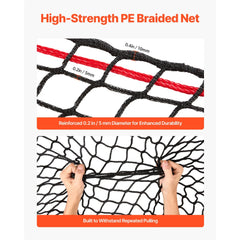 VEVOR Round Bale Hay Net, 5.91 x 5.91 x 5.91 ft, 1.65 inch Holes, PE Material, Knotless Design, with Zip Ties, Needle