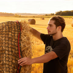 VEVOR Round Bale Hay Net, 5.91 x 5.91 x 5.91 ft, 1.65 inch Holes, PE Material, Knotless Design, with Zip Ties, Needle