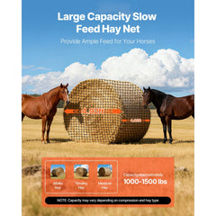 VEVOR Round Bale Hay Net, 4.92 x 4.92 x 4.92 ft, 1.75 inch Holes, PE Material, Reinforced Knotted Design, with Zip