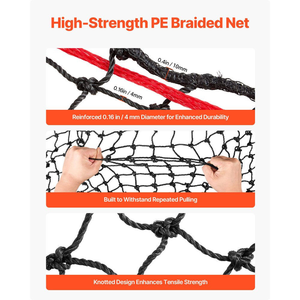 VEVOR Round Bale Hay Net, 4.92 x 4.92 x 4.92 ft, 1.75 inch Holes, PE Material, Reinforced Knotted Design, with Zip