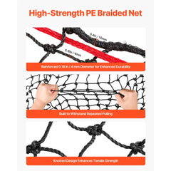 VEVOR Round Bale Hay Net, 4.92 x 4.92 x 4.92 ft, 1.75 inch Holes, PE Material, Reinforced Knotted Design, with Zip