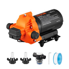 VEVOR RV Water Pressure Diaphragm Pump 3Chambers 110V 3.3GPM 45PSI Adjustable Presssure Fresh Water Pump, Self Priming