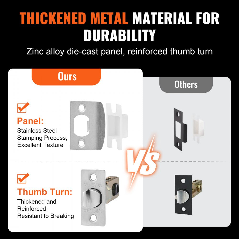 VEVOR Front Door Handle and Deadbolt Set, Square Entry Handle Set with Lever, Single Cylinder, Adjustable Hole Space