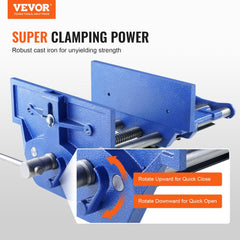 VEVOR Woodworking Vise, 13 inch Woodworking Bench Vise, Heavy-duty Cast Iron Vice for Workbench 10.6" Jaw Width, with