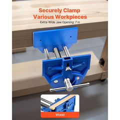 VEVOR Woodworking Vise, 7 Inch Jaw Width, Quick Release Wood Bench Vise, 8 Inch Max Jaw Opening, Heavy-duty Cast Iron