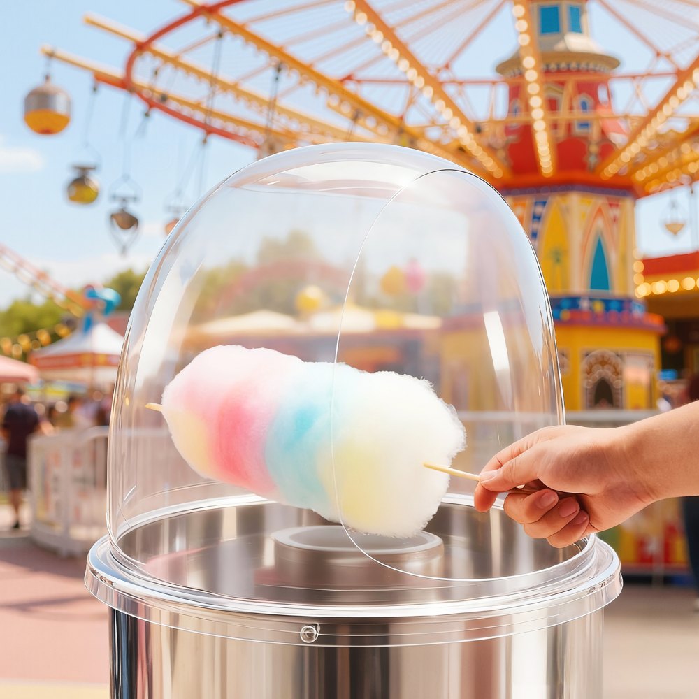 VEVOR Cotton Candy Machine Cover, Transparent Acrylic Dome Bubble Shield, Cotton Candy Machine Bubble Shield Compatible