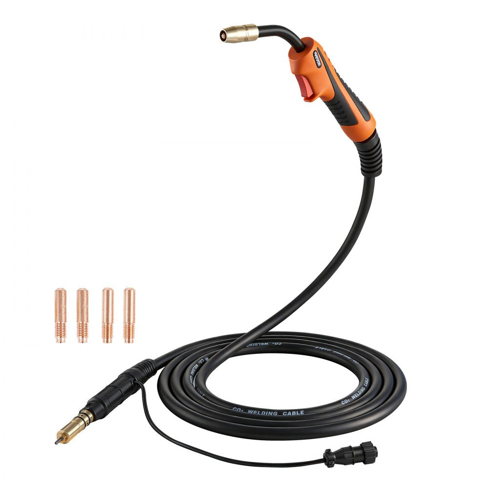 VEVOR 150A MIG Welding Gun with 15FT Cable, Replacement for Miller M-15/M-150 (249041) - with 5PCS Mig Welding Contact