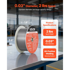 VEVOR Solid MIG Welding Wire, ER308L 0.03-inch 2 LBS, Low Spatter Stainless Steel Welding Wire with High Feedability