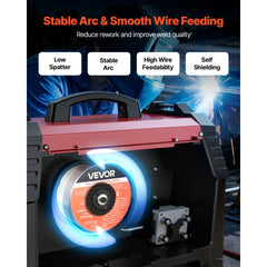 VEVOR Flux Core MIG Welding Wire, E71T-GS 0.03-inch 2 LBS, Gasless Mild Steel Welding Wire with Low Spatter for All