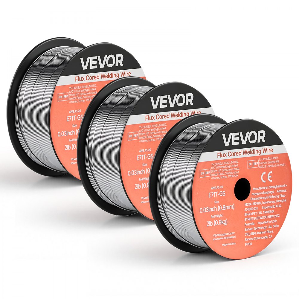 VEVOR Flux Core MIG Welding Wire, E71T-GS 0.03-inch 2 LBS, Gasless Mild Steel Welding Wire with Low Spatter for All
