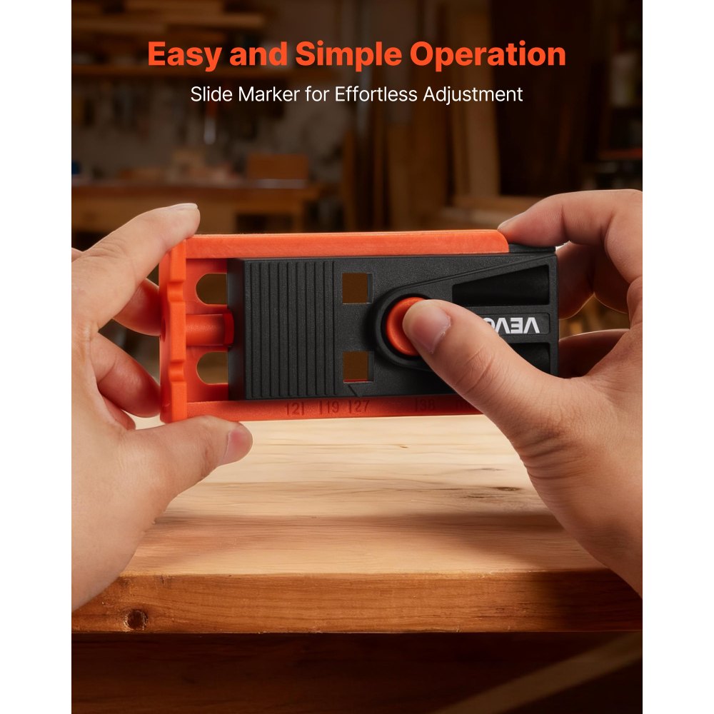 VEVOR Pocket Hole Jig Kit, 1/2 to 1-1/2 in Adjustable, Mini Jig Pocket Hole System with Step Drill, Hex Wrench, Drill
