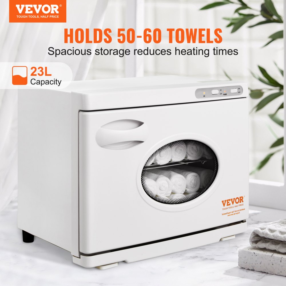 VEVOR Hot Towel Warmer，23L Large Capacity Spa Hot Towel Warmers with See Through Window, 2 Stainless Steel Racks, Holds