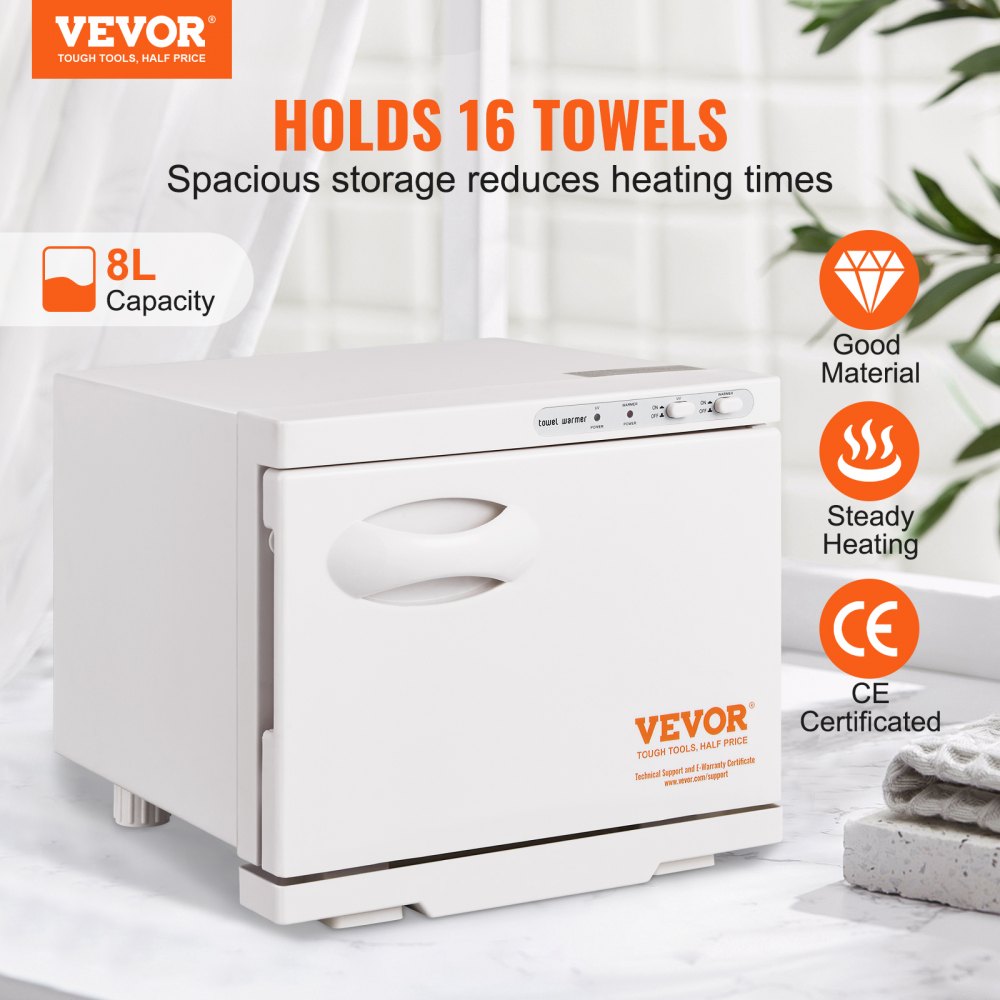 VEVOR Hot Towel Warmer, 8L Spa Hot Towel Warmer Cabinet, 2-in-1 Towel Warmer with Stainless Steel Rack, Holds up to 16