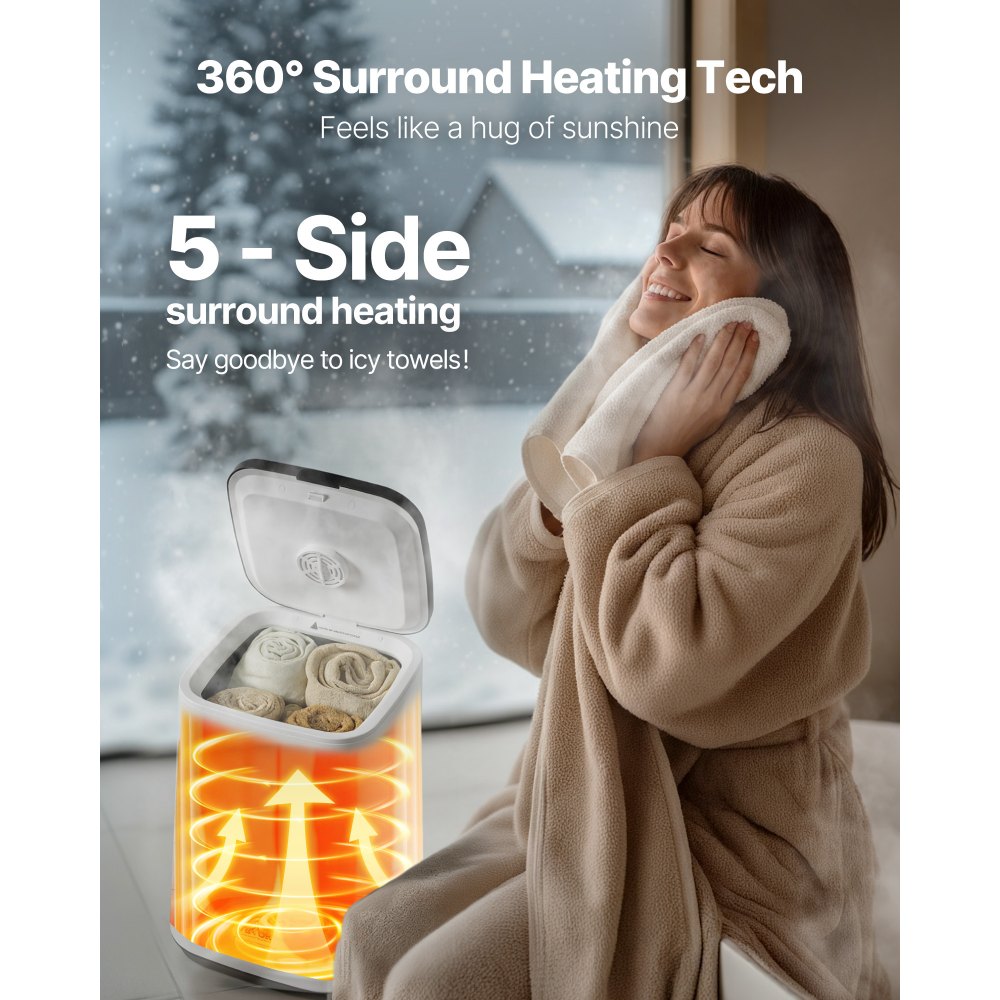 VEVOR Towel Warmers for Bathroom, Towel Warmer Bucket with Child Lock & High-Temp Indicator & 24H Delay Timer & Auto