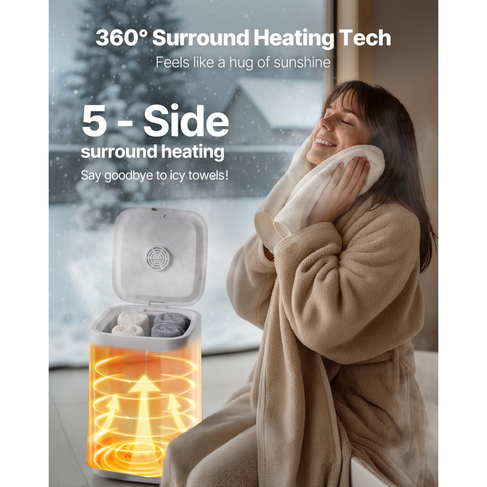 VEVOR Towel Warmers for Bathroom, Towel Warmer Bucket with Child Lock & High-Temp Indicator & 24H Delay Timer & Auto