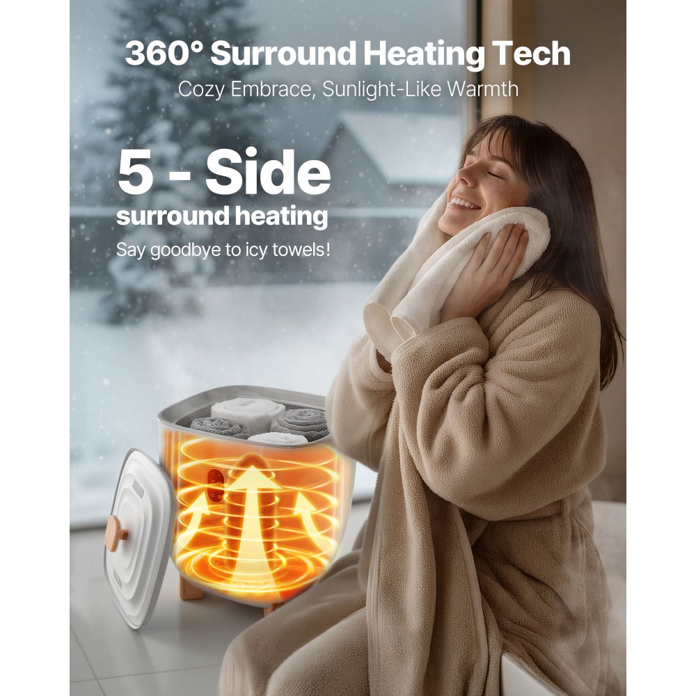 VEVOR Towel Warmers for Bathroom, 25 L Towel Warmer Bucket with Auto Shut Off for Spa Fits up to 5 Oversized Bath
