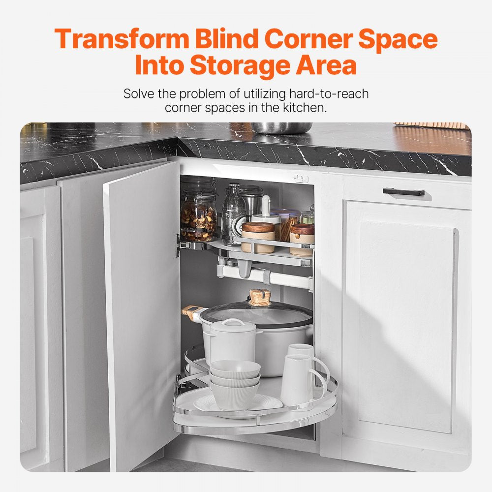 VEVOR Swing Right Blind Corner Cabinet, Pull Out Organizer for 36 inch Width Blind Cabinet, 2 Tier Height Adjustable