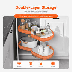 VEVOR Swing Right Blind Corner Cabinet, Pull Out Organizer for 36 inch Width Blind Cabinet, 2 Tier Height Adjustable