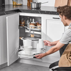 VEVOR Swing Right Blind Corner Cabinet, Pull Out Organizer for 36 inch Width Blind Cabinet, 2 Tier Height Adjustable