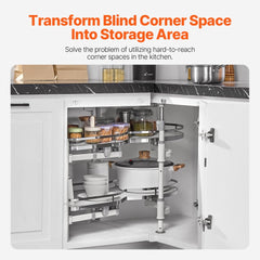 VEVOR Swing Left Blind Corner Cabinet, Pull Out Organizer for 36 inch Width Blind Cabinet, 2 Tier Height Adjustable