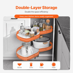 VEVOR Swing Left Blind Corner Cabinet, Pull Out Organizer for 36 inch Width Blind Cabinet, 2 Tier Height Adjustable