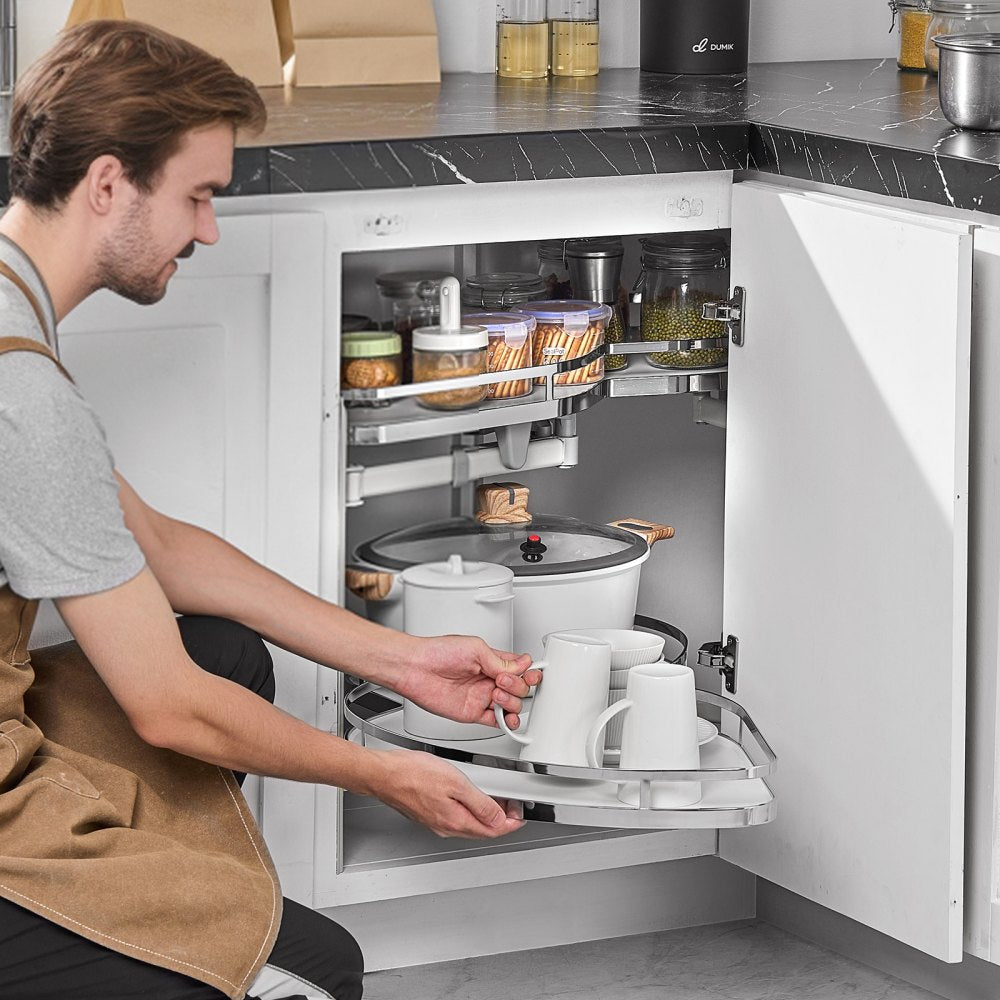 VEVOR Swing Left Blind Corner Cabinet, Pull Out Organizer for 36 inch Width Blind Cabinet, 2 Tier Height Adjustable
