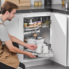 VEVOR Swing Left Blind Corner Cabinet, Pull Out Organizer for 36 inch Width Blind Cabinet, 2 Tier Height Adjustable