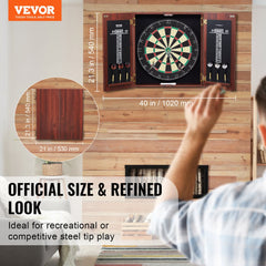 VEVOR Dartboard and Cabinet Set, Ready-to-Play Bundle Official Size Dartboard Cabinet, Steel Tip Dart Hideaway Cabinet