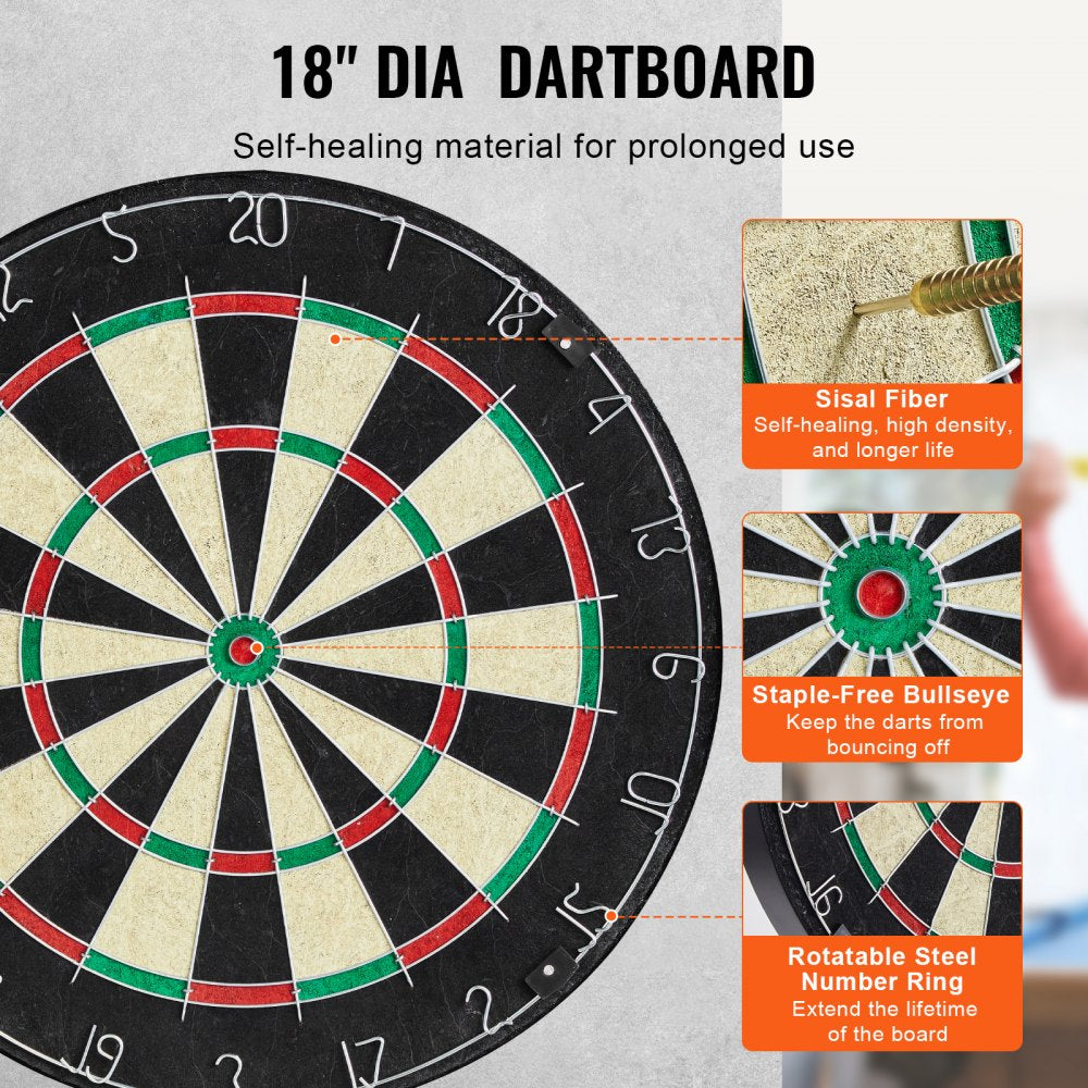 VEVOR Dartboard and Cabinet Set, Ready-to-Play Bundle Official Size Dartboard Cabinet, Steel Tip Dart Hideaway Cabinet