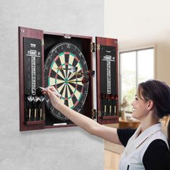 VEVOR Dartboard and Cabinet Set, Ready-to-Play Bundle Official Size Dartboard Cabinet, Steel Tip Dart Hideaway Cabinet