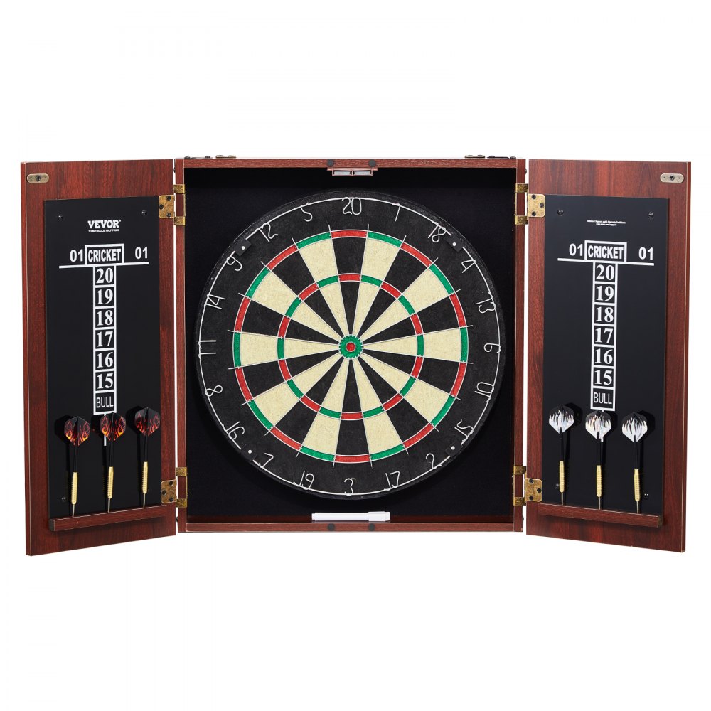 VEVOR Dartboard and Cabinet Set, Ready-to-Play Bundle Official Size Dartboard Cabinet, Steel Tip Dart Hideaway Cabinet