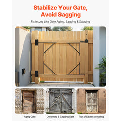 VEVOR Gate Corner Brace Bracket, Anti Sag Gate Frame Hardware Kit, Gate Frame Brace Bracket with Latch Lock, Latch Lock