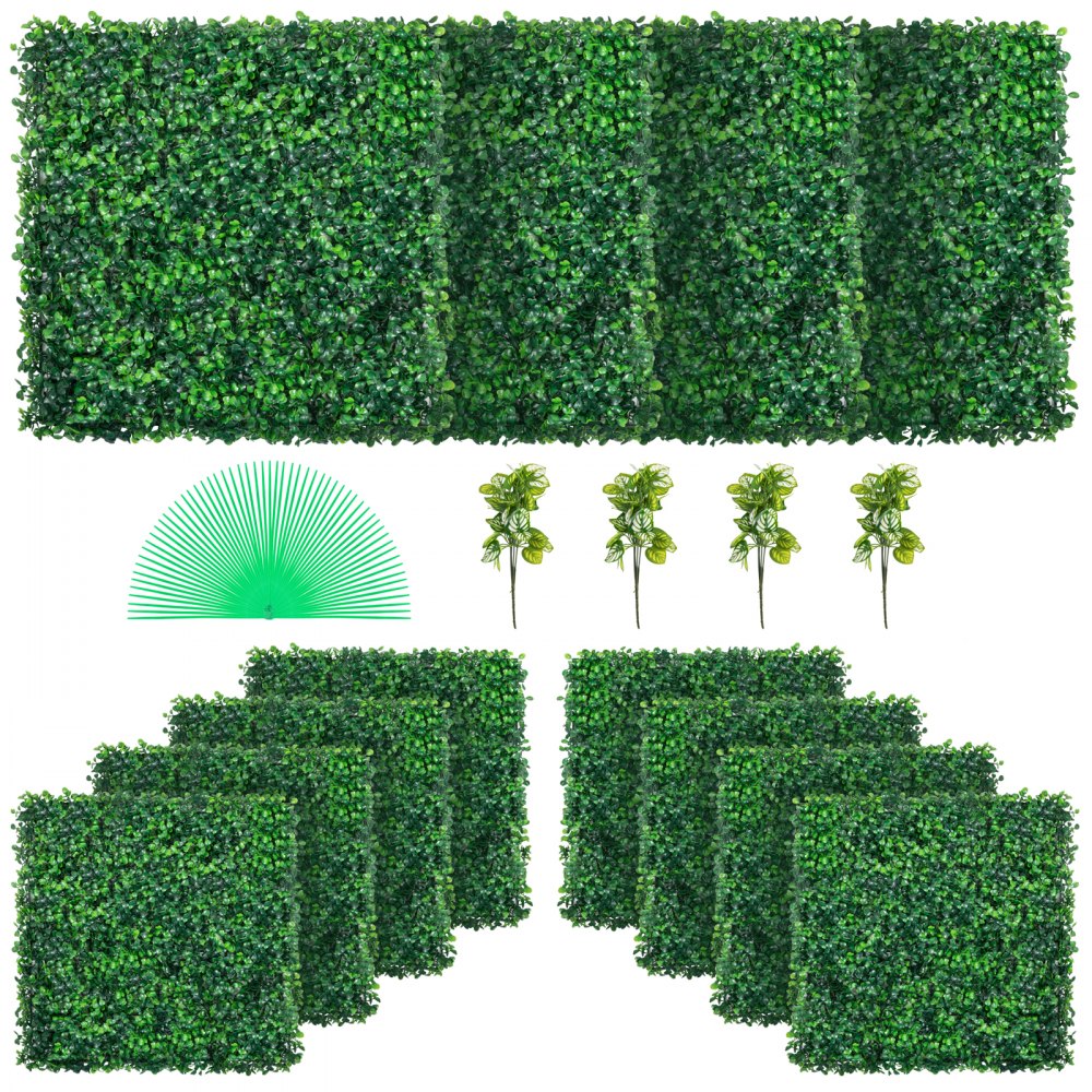 VEVOR 12PCS 20x20inch Artificial Boxwood Panels,Boxwood Hedge Wall Panels,Artificial Grass Backdrop Wall 1.6",Privacy