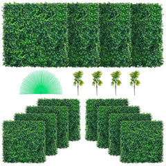 VEVOR 12PCS 20x20inch Artificial Boxwood Panels,Boxwood Hedge Wall Panels,Artificial Grass Backdrop Wall 1.6",Privacy