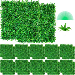 VEVOR Artificial Boxwood Panel UV 24pcs Boxwood Hedge Wall Panels Artificial Grass Backdrop Wall 10" X 10" 4 cm Green