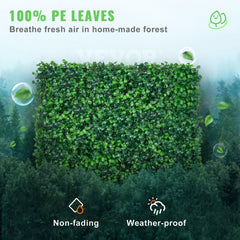 VEVOR Artificial Boxwood Panel UV 24pcs Boxwood Hedge Wall Panels Artificial Grass Backdrop Wall 20" X 20" 4 cm Green