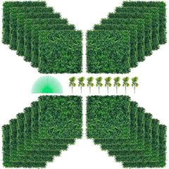 VEVOR Artificial Boxwood Panel UV 24pcs Boxwood Hedge Wall Panels Artificial Grass Backdrop Wall 20" X 20" 4 cm Green