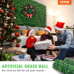 VEVOR Artificial Boxwood Panel UV 24pcs Boxwood Hedge Wall Panels Artificial Grass Backdrop Wall 24" X 16" 4 cm Green