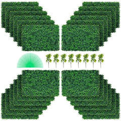VEVOR Artificial Boxwood Panel UV 24pcs Boxwood Hedge Wall Panels Artificial Grass Backdrop Wall 24" X 16" 4 cm Green
