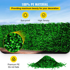 VEVOR Artificial Boxwood Panel UV 6pcs Boxwood Hedge Wall Panels, Artificial Grass Backdrop Wall 20" X 20" 4 cm Green